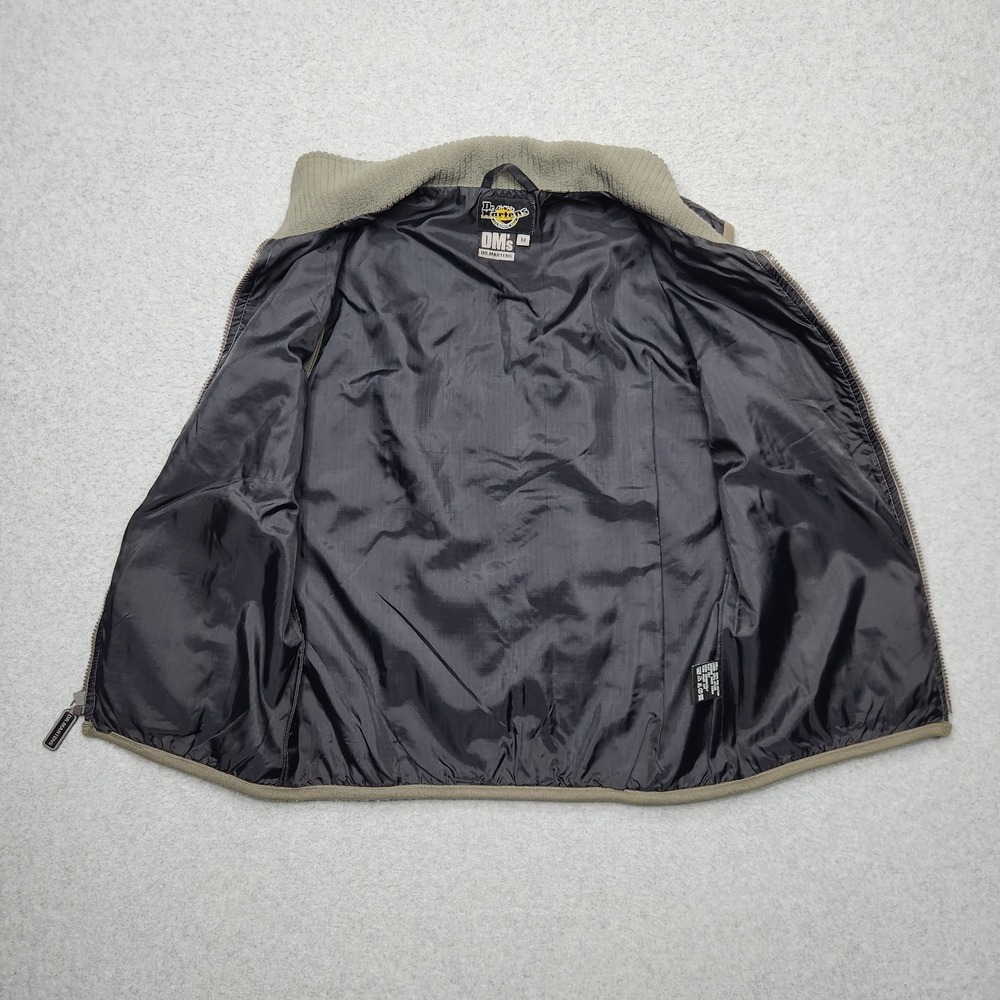 VINTAGE Doc Martens Vest Medium Green Black Technical‎ Fleece Pile Gilet Zip Y2K - Picture 3 of 12